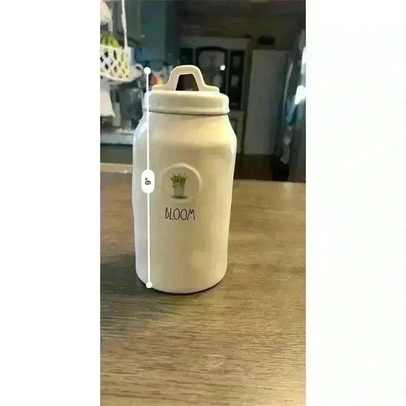 Rae Dunn "Bloom" White Ceramic Canister Jar 9.5" Tall Whimsical Decor - Picture 6 of 7